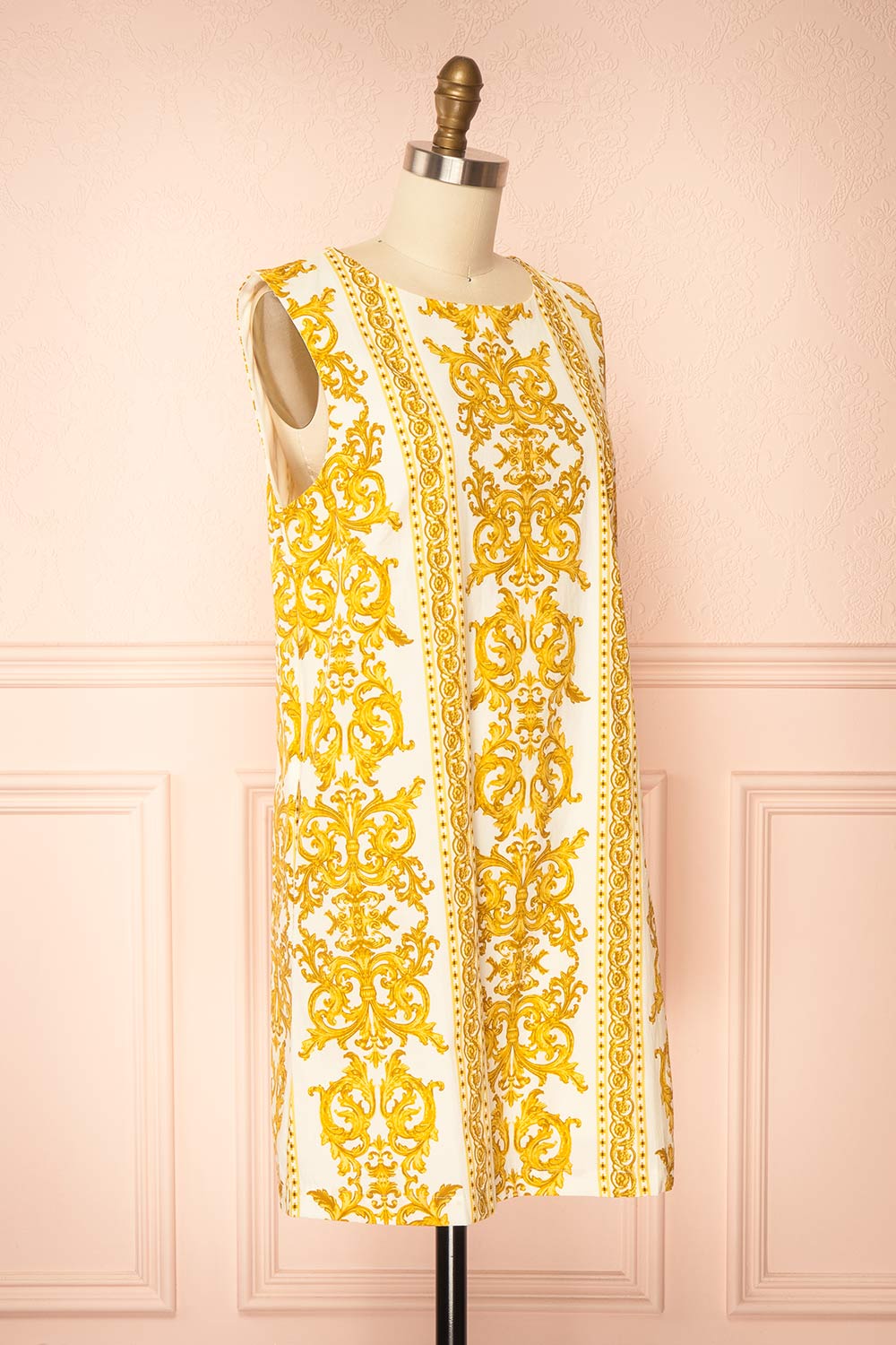 Madge | Short Straight Dress with Baroque Print