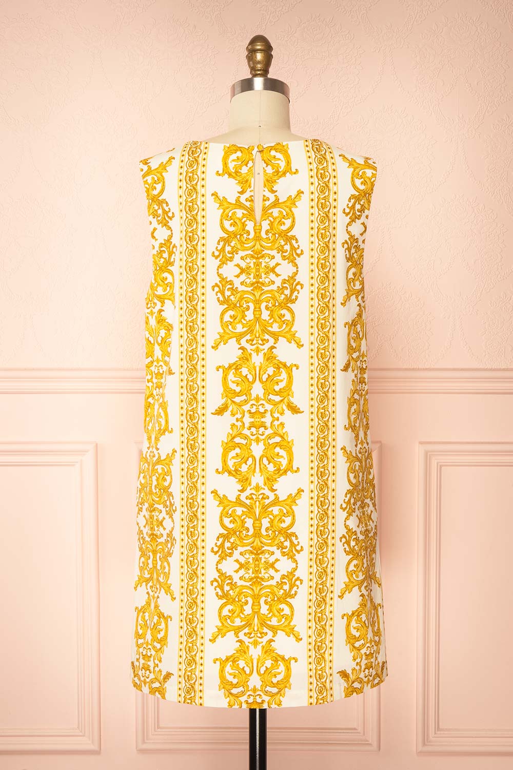Madge | Short Straight Dress with Baroque Print