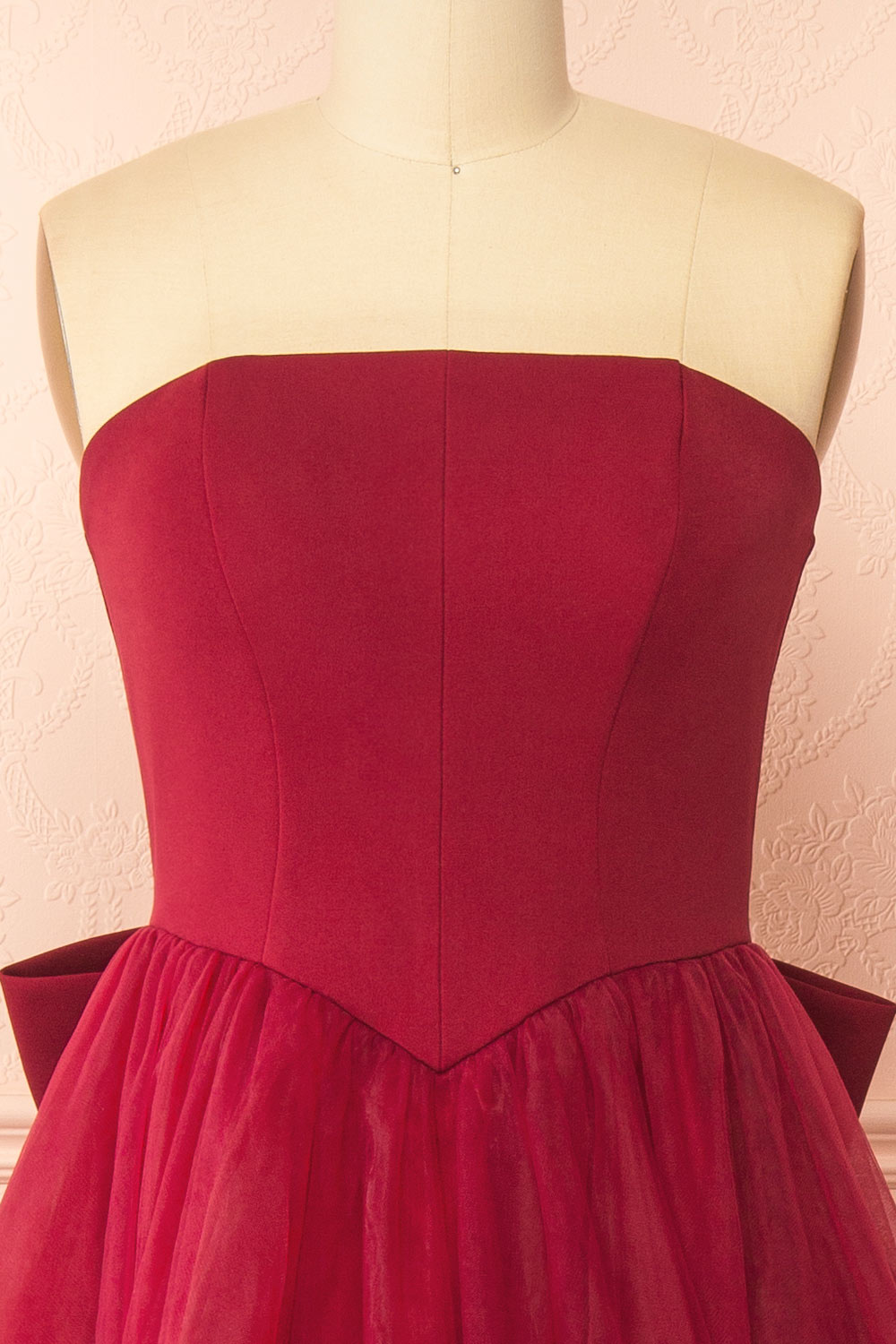 Makoto Burgundy | Maxi Strapless A-Line Dress