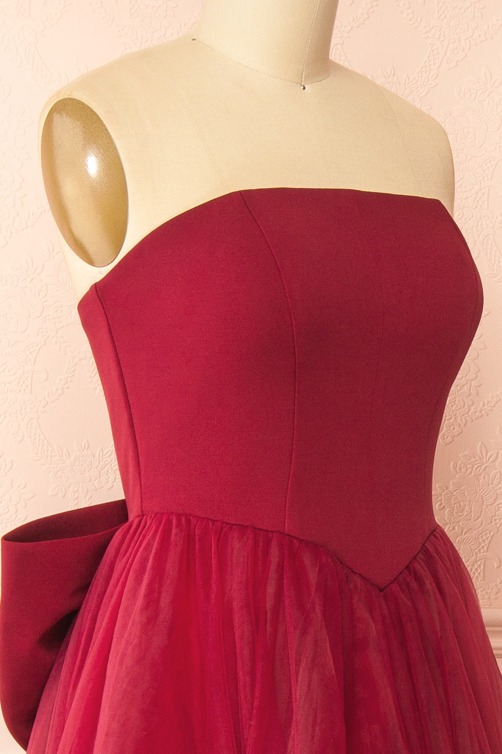 Makoto Burgundy | Maxi Strapless A-Line Dress