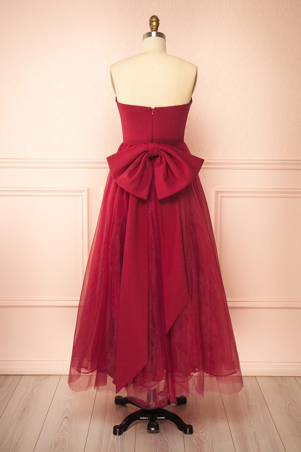 Makoto Burgundy | Maxi Strapless A-Line Dress