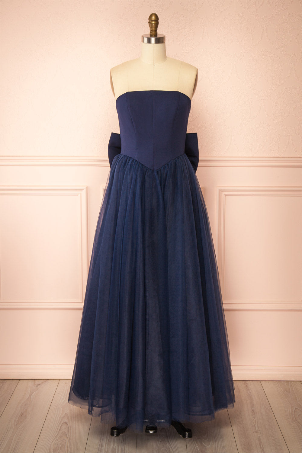 Makoto Navy | Maxi Strapless A-Line Dress