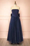 Makoto Navy | Maxi Strapless A-Line Dress