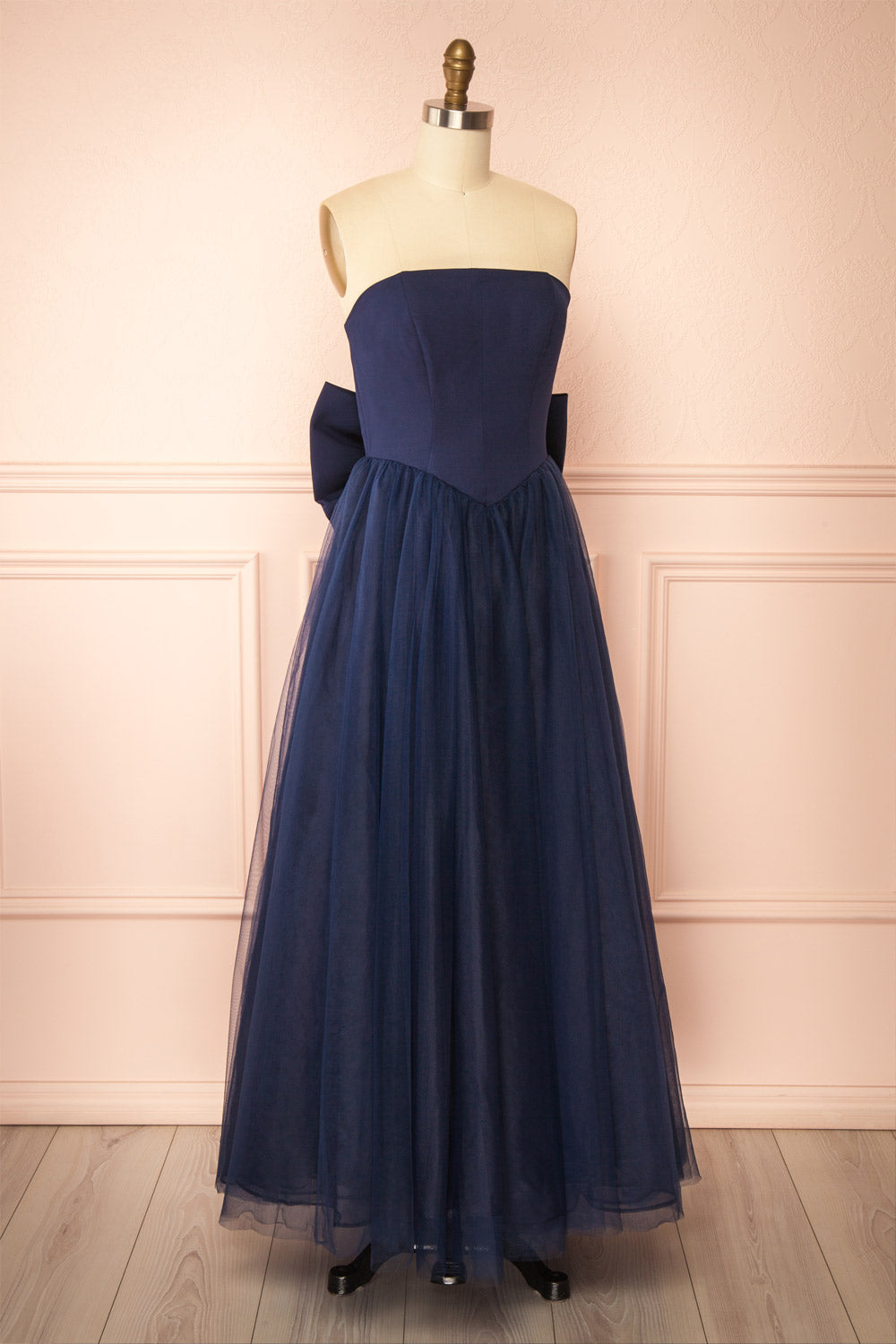 Makoto Navy | Maxi Strapless A-Line Dress