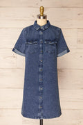 Malda | Short Blue Denim Shirt Dress with Pockets
