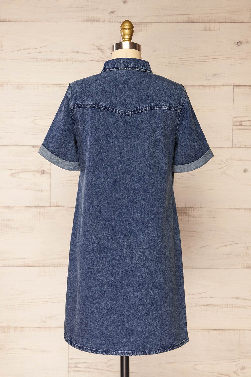 Malda | Short Blue Denim Shirt Dress with Pockets