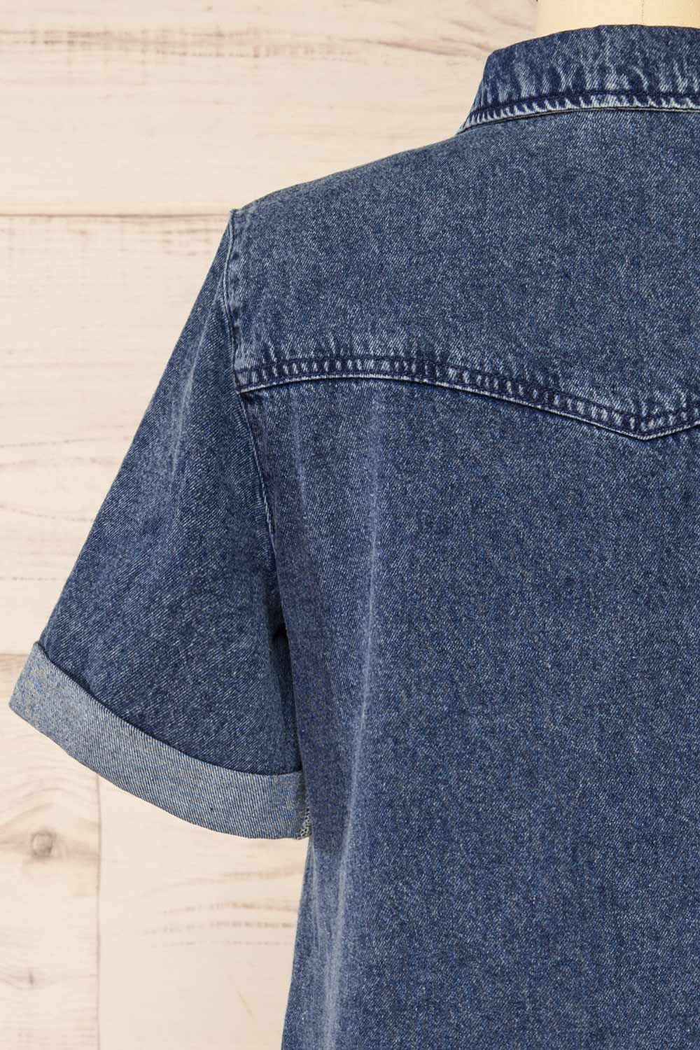Malda | Short Blue Denim Shirt Dress with Pockets