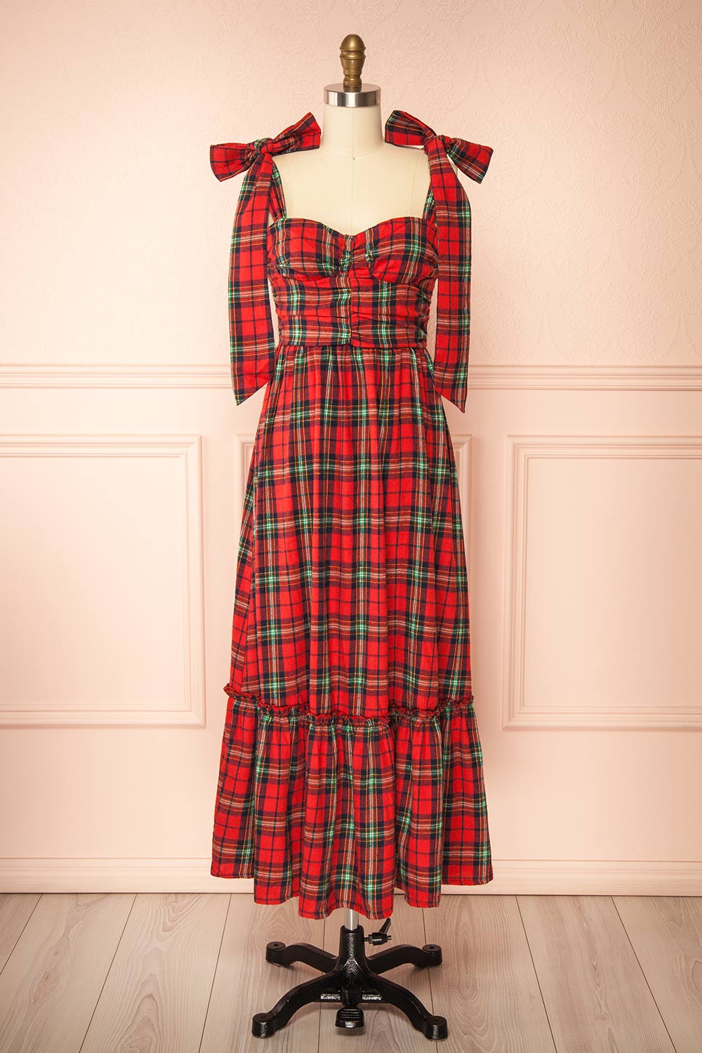 Manelle | Long Red Tartan Dress