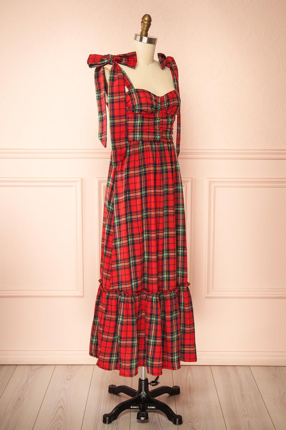 Manelle | Long Red Tartan Dress