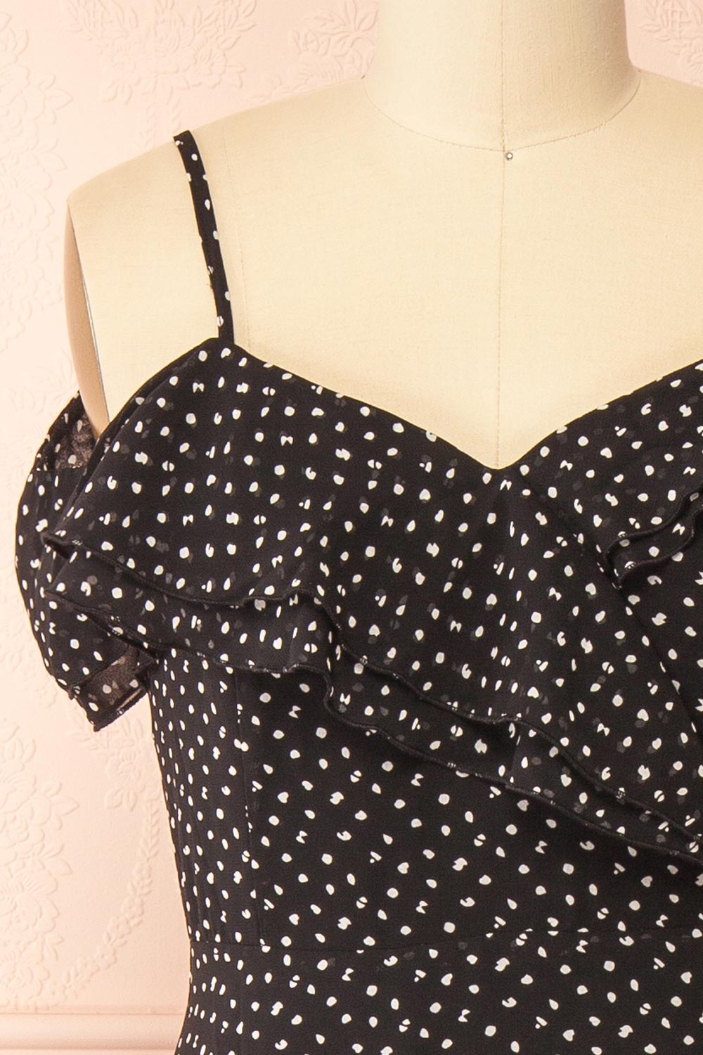 Maralda | Black Maxi Dress with Polka Dots