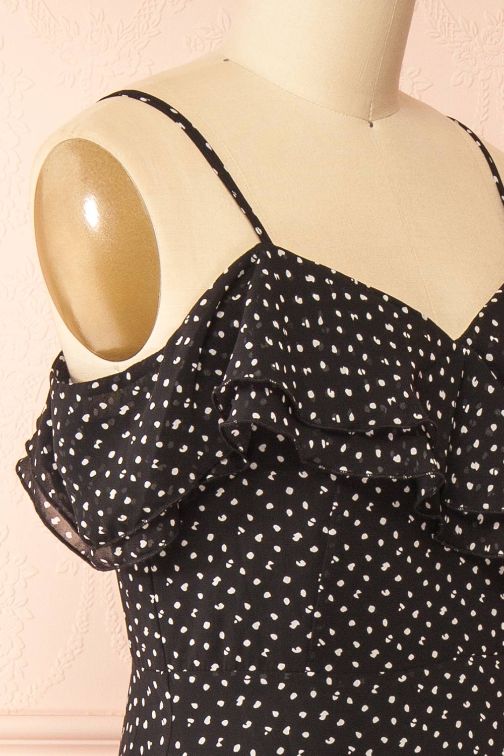 Maralda | Black Maxi Dress with Polka Dots