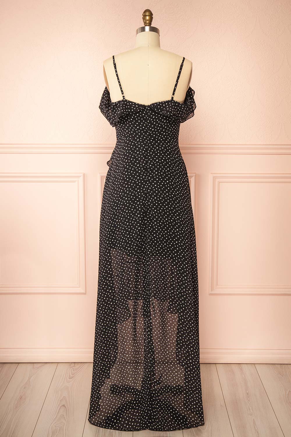 Maralda | Black Maxi Dress with Polka Dots