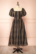 Marcie | Midi Dress with Puffs Sleeves