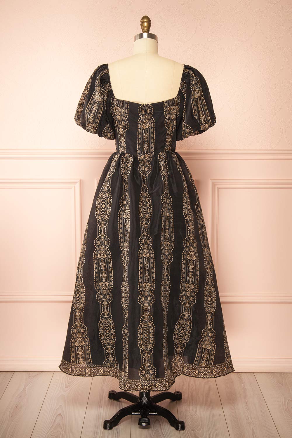 Marcie | Midi Dress with Puffs Sleeves