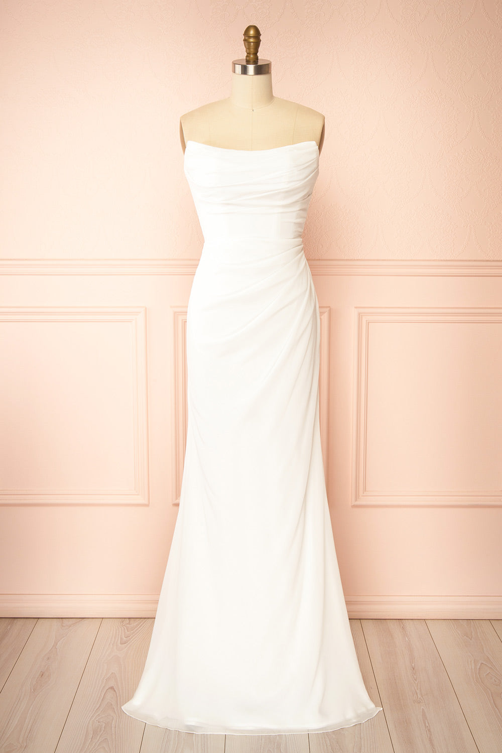 Marilia | Wedding Mermaid Draped Chiffon Dress with Scarf