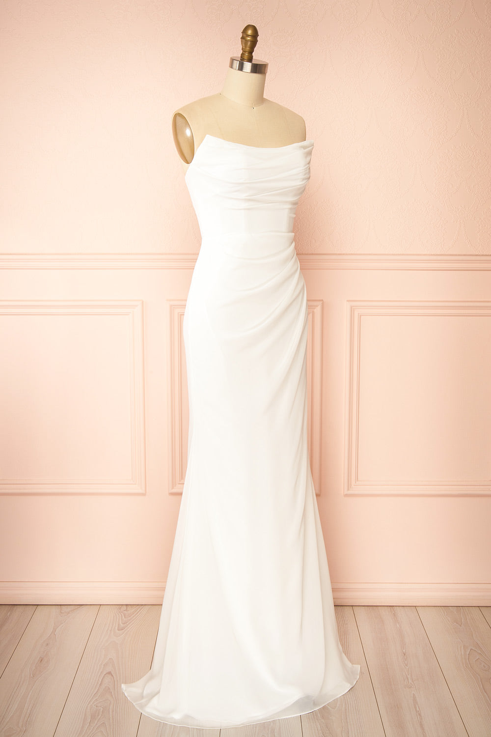 Marilia | Wedding Mermaid Draped Chiffon Dress with Scarf