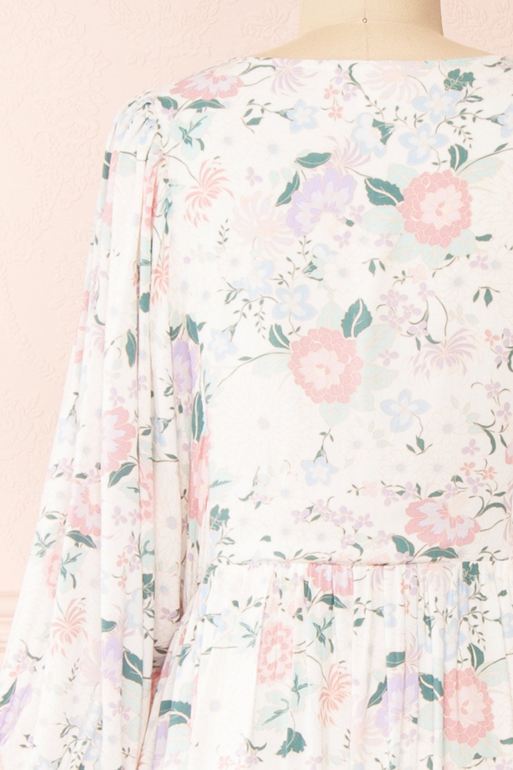 Marla | Long Sleeve White Floral Midi Dress