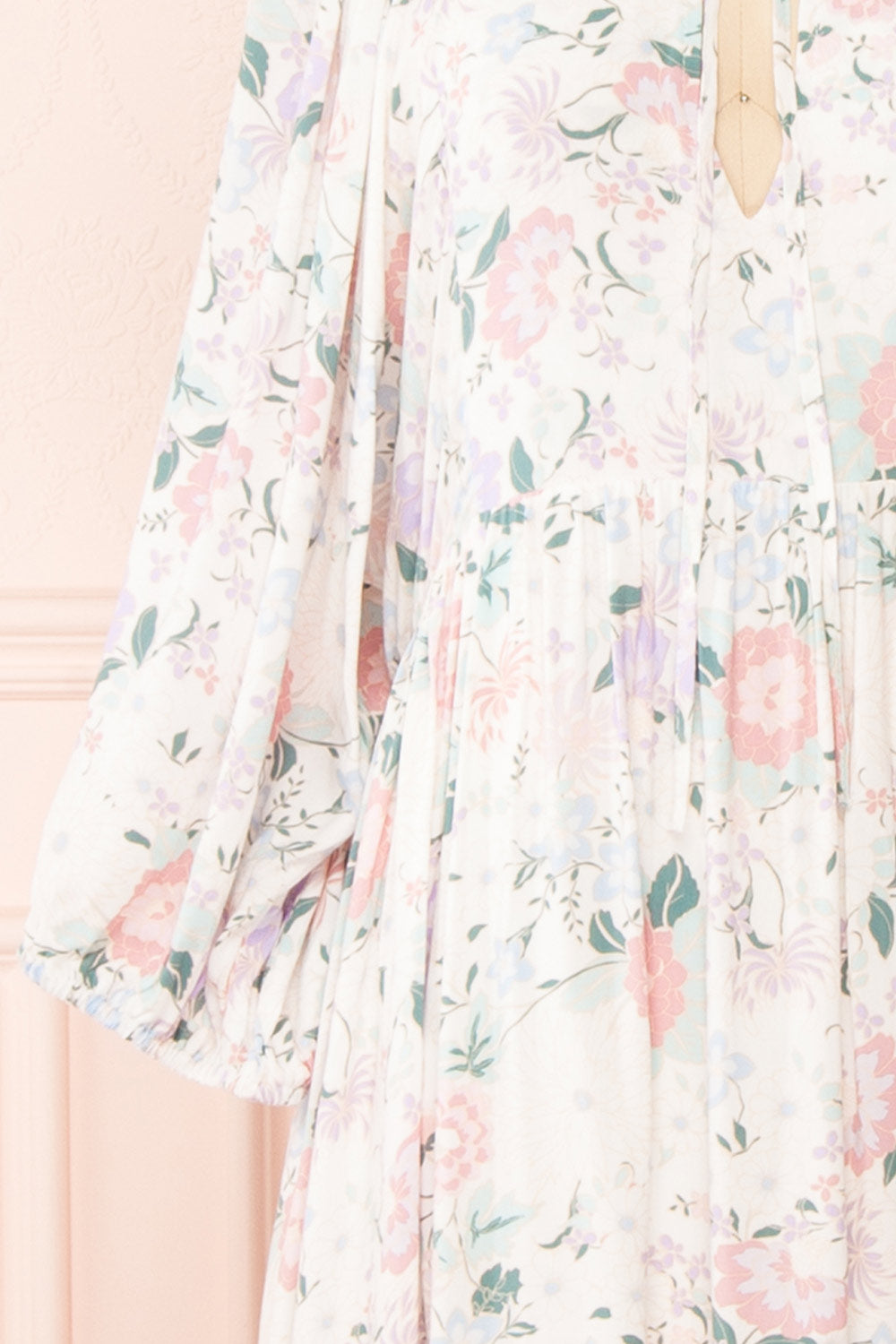 Marla | Long Sleeve White Floral Midi Dress