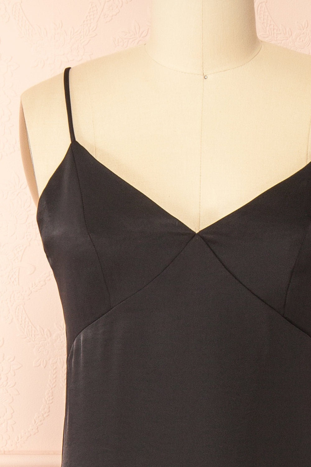 Marlie | Black Satin Midi Dress with Lace