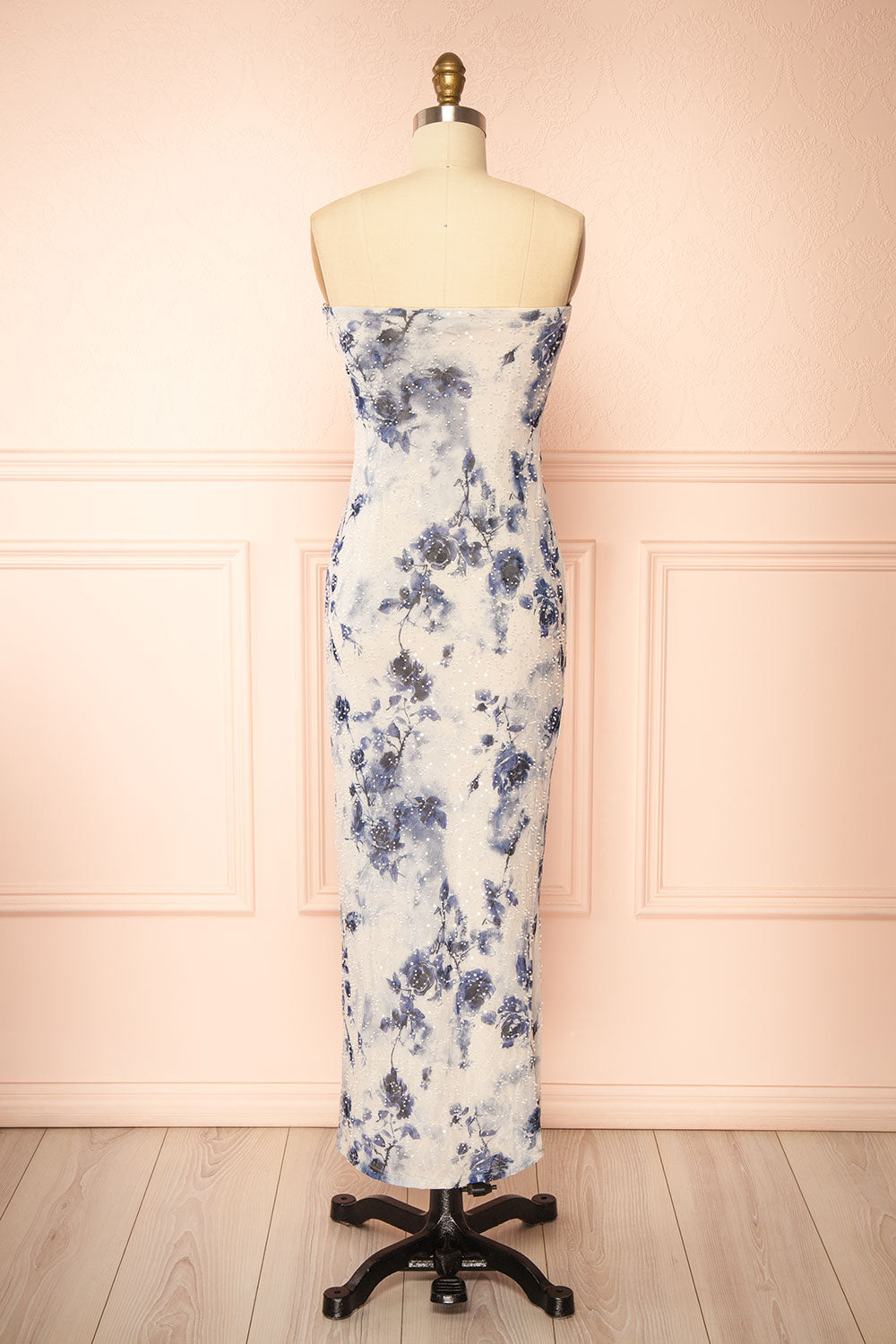 Melione | Strapless Floral Maxi Dress with Beading