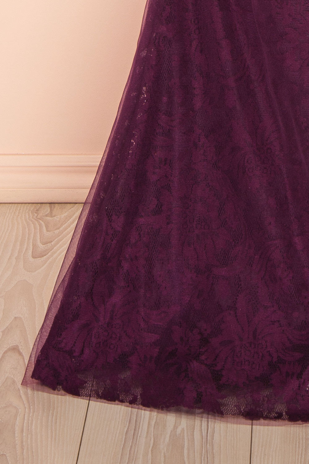 Melora Purple | Strapless Maxi Lace Dress with High Slit