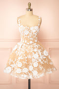 Melvina | Short A-Line Dress with Sequin Flowers