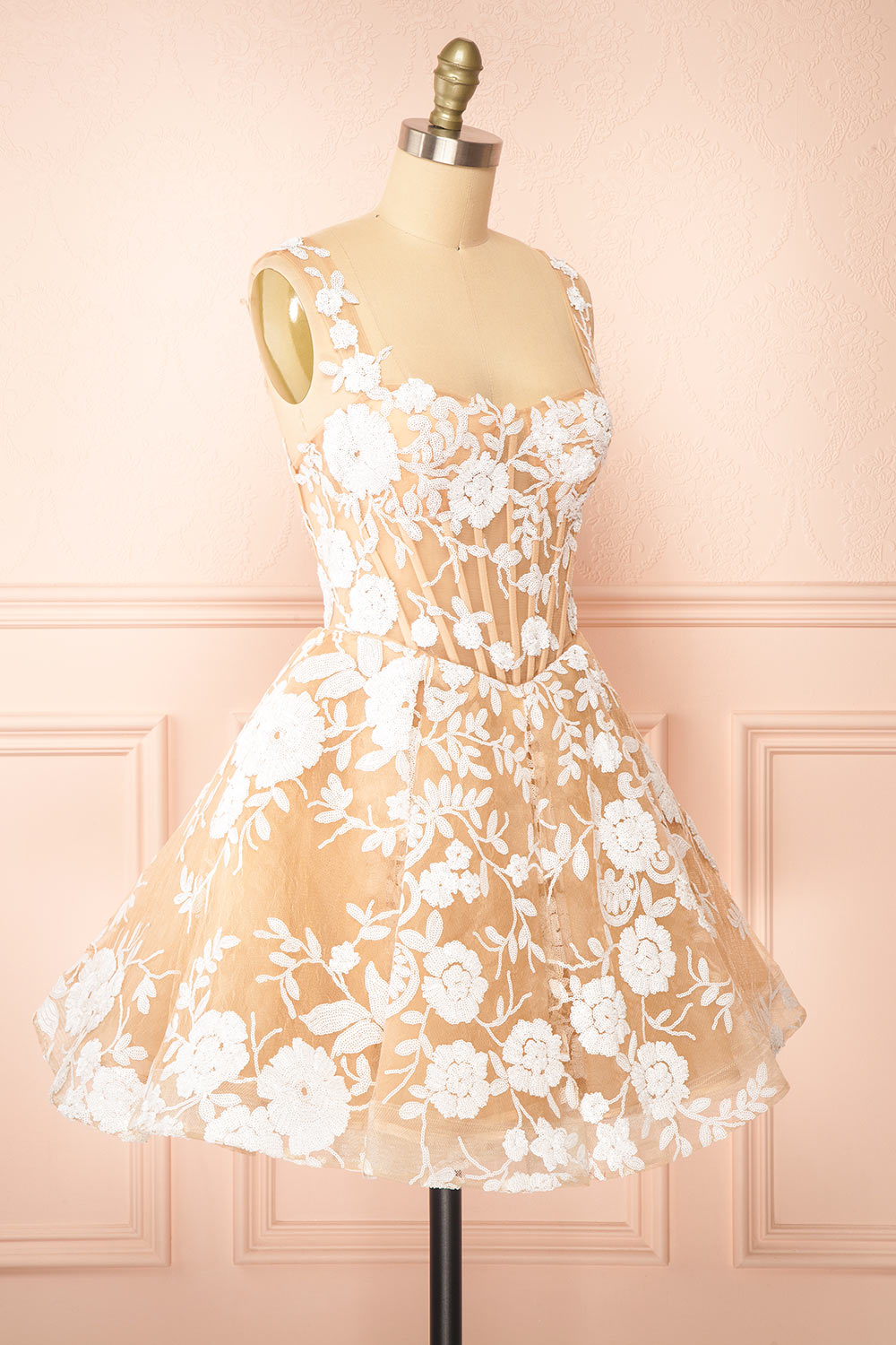 Melvina | Short A-Line Dress with Sequin Flowers