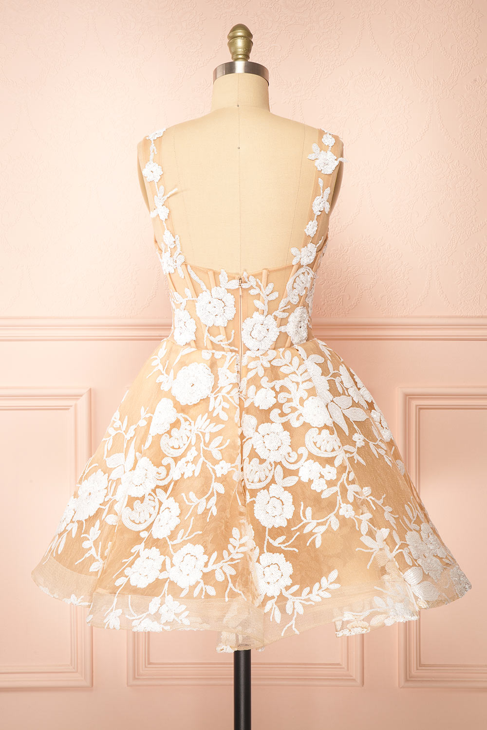 Melvina | Short A-Line Dress with Sequin Flowers