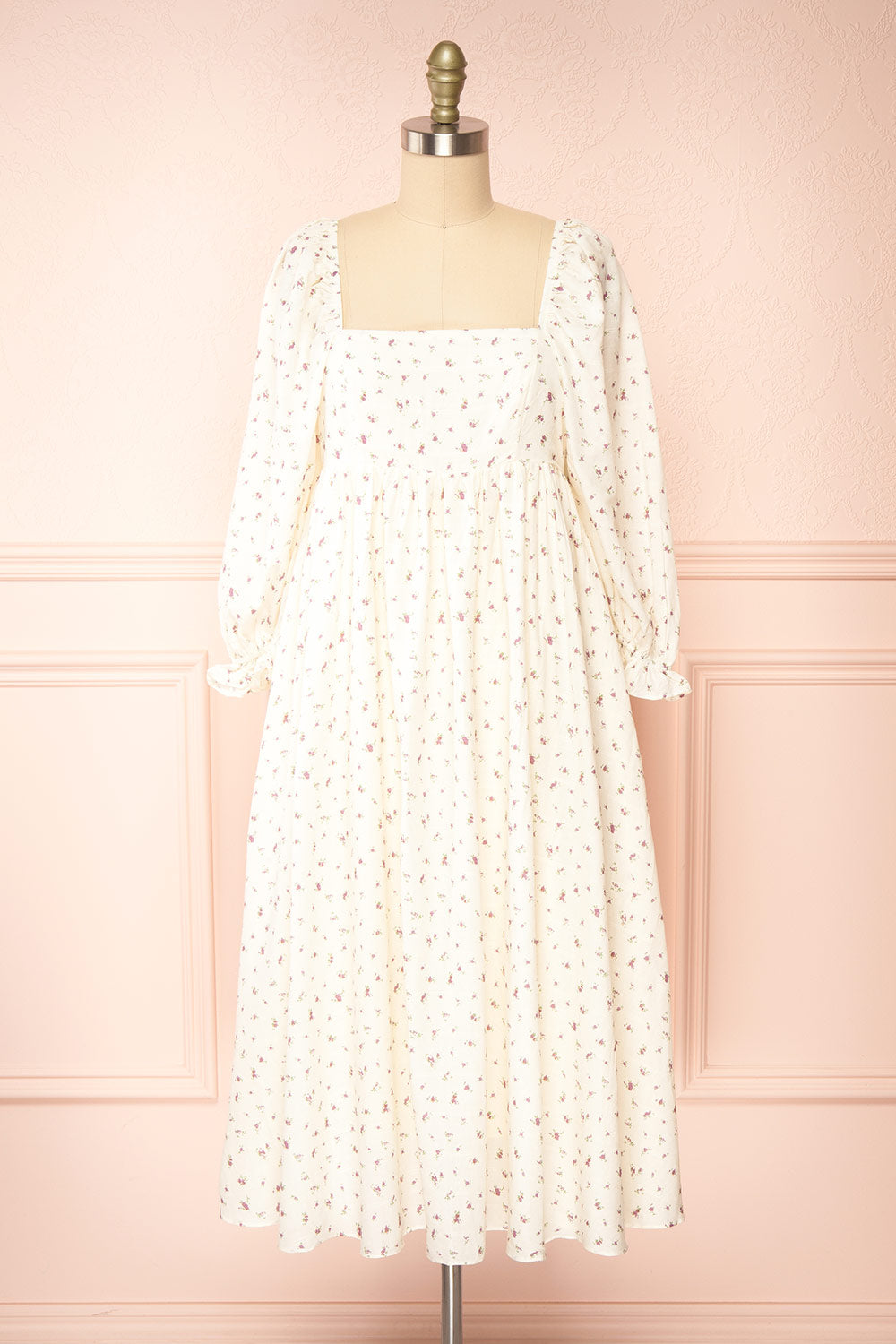 Milka | Long Sleeve Floral Midi Dress with Empire Waist