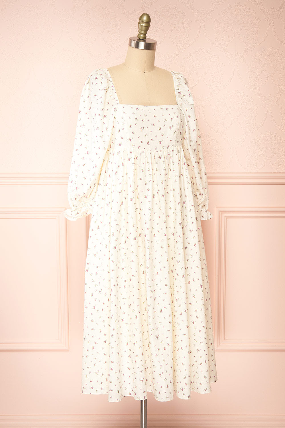 Milka | Long Sleeve Floral Midi Dress with Empire Waist