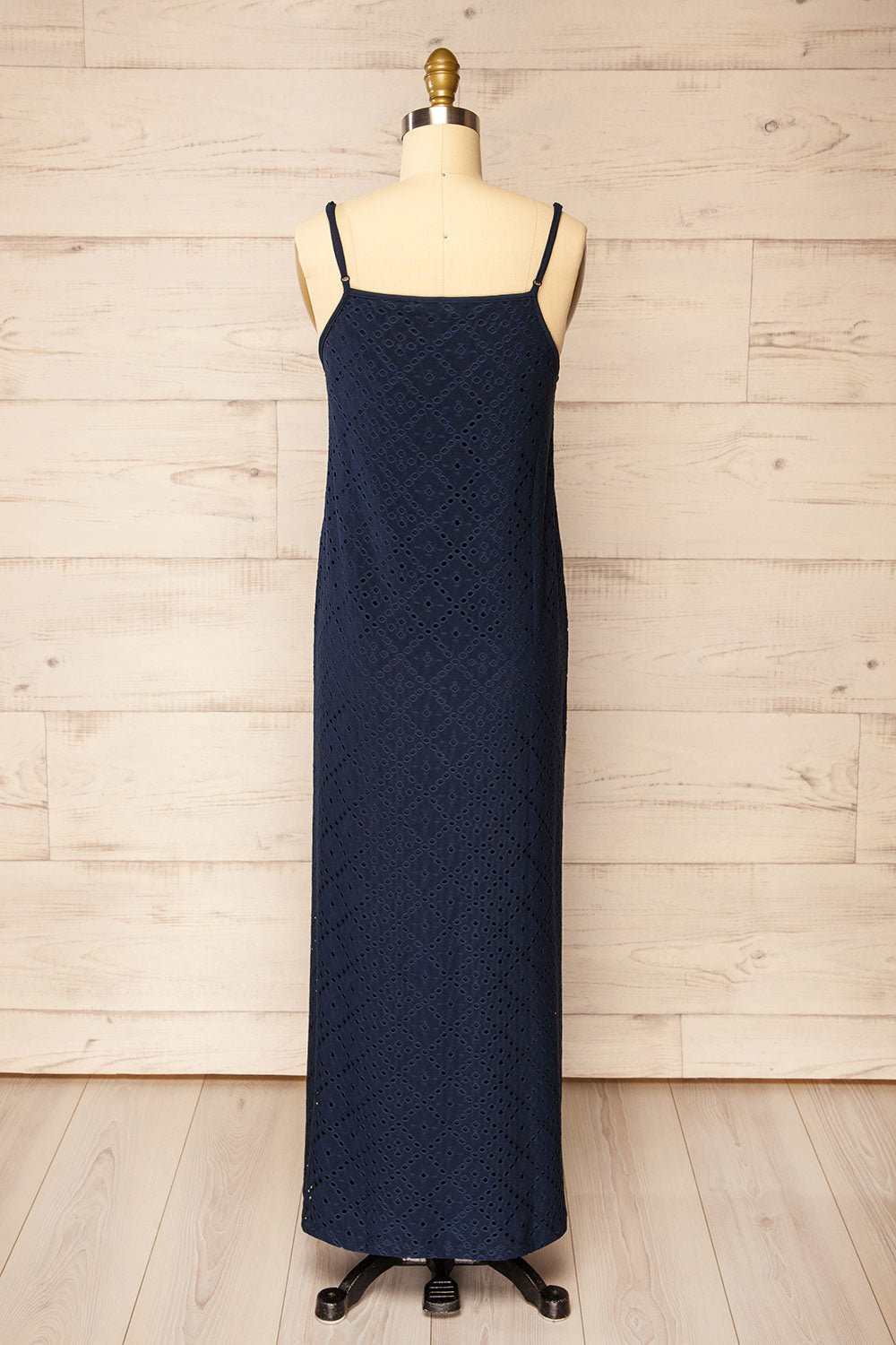 Miraflores Navy | Straight Cut Maxi Dress w/ Openwork