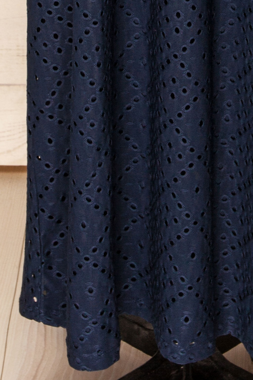 Miraflores Navy | Straight Cut Maxi Dress w/ Openwork