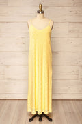 Miraflores Yellow | Straight Cut Maxi Dress w/ Openwork