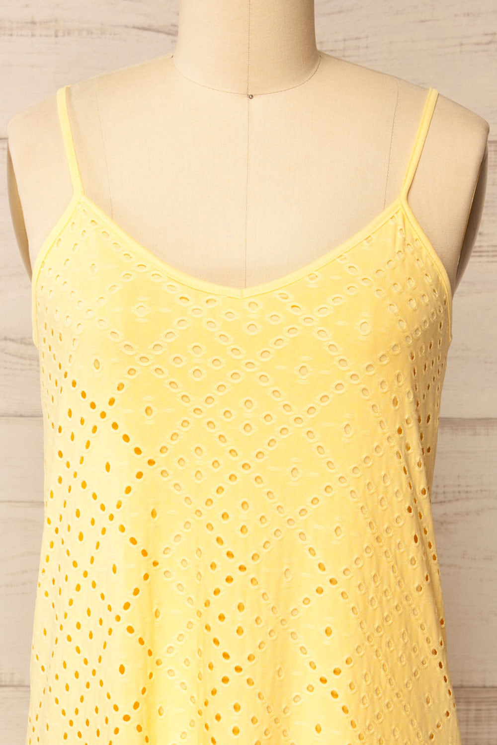 Miraflores Yellow | Straight Cut Maxi Dress w/ Openwork