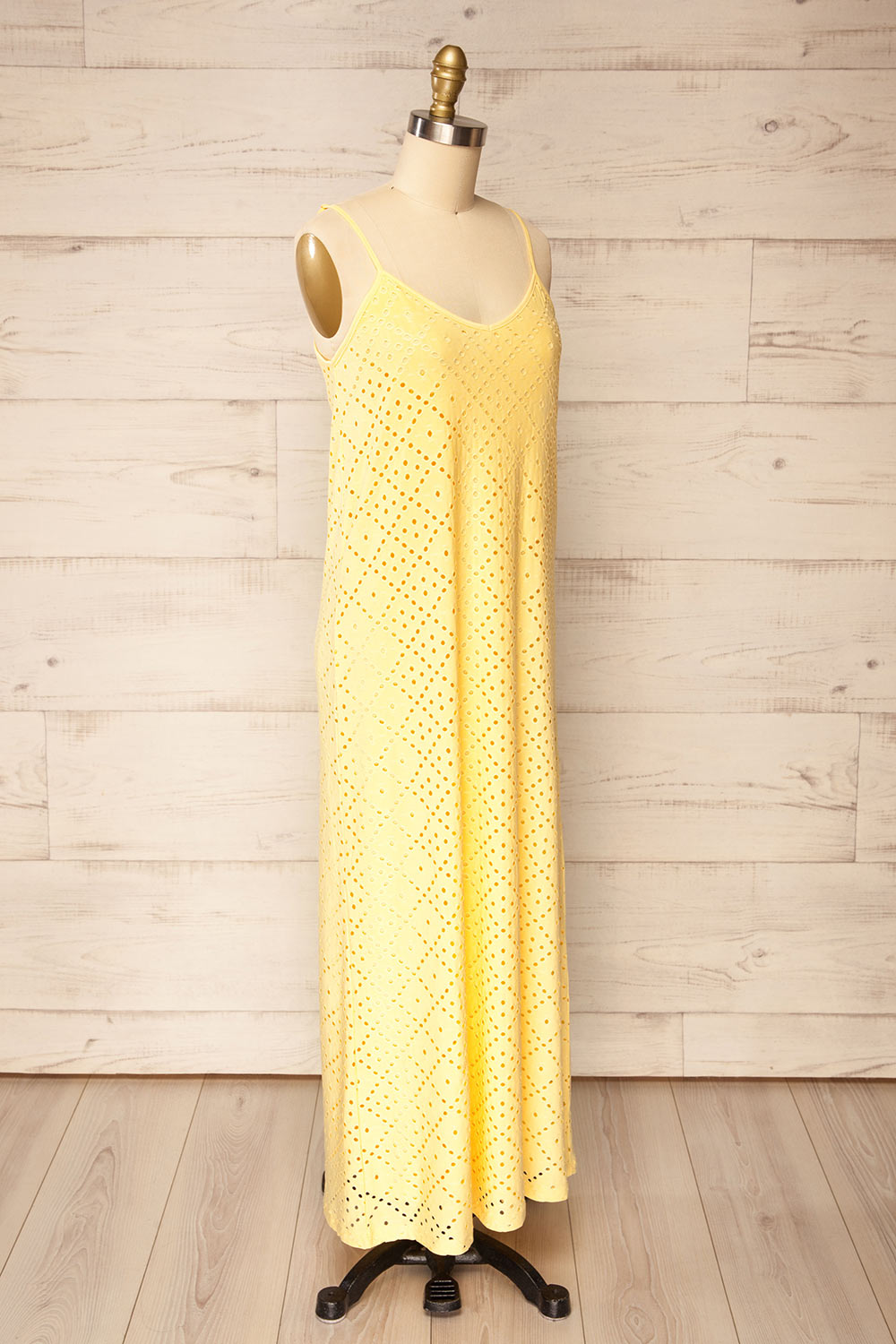 Miraflores Yellow | Straight Cut Maxi Dress w/ Openwork