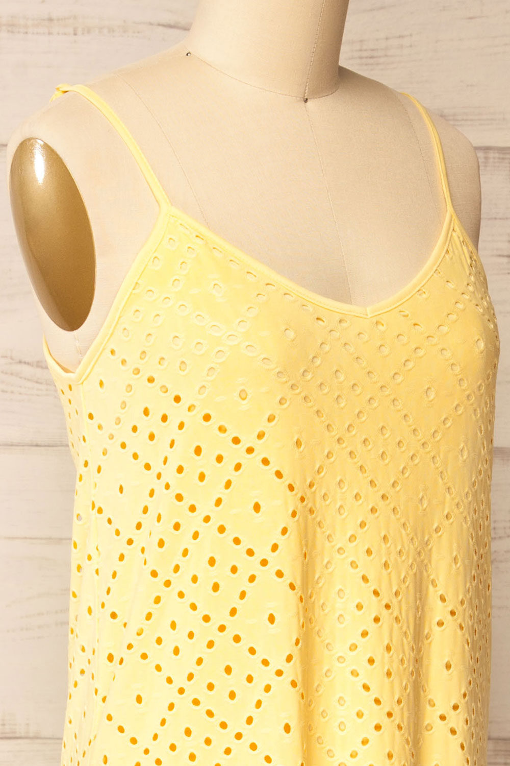 Miraflores Yellow | Straight Cut Maxi Dress w/ Openwork