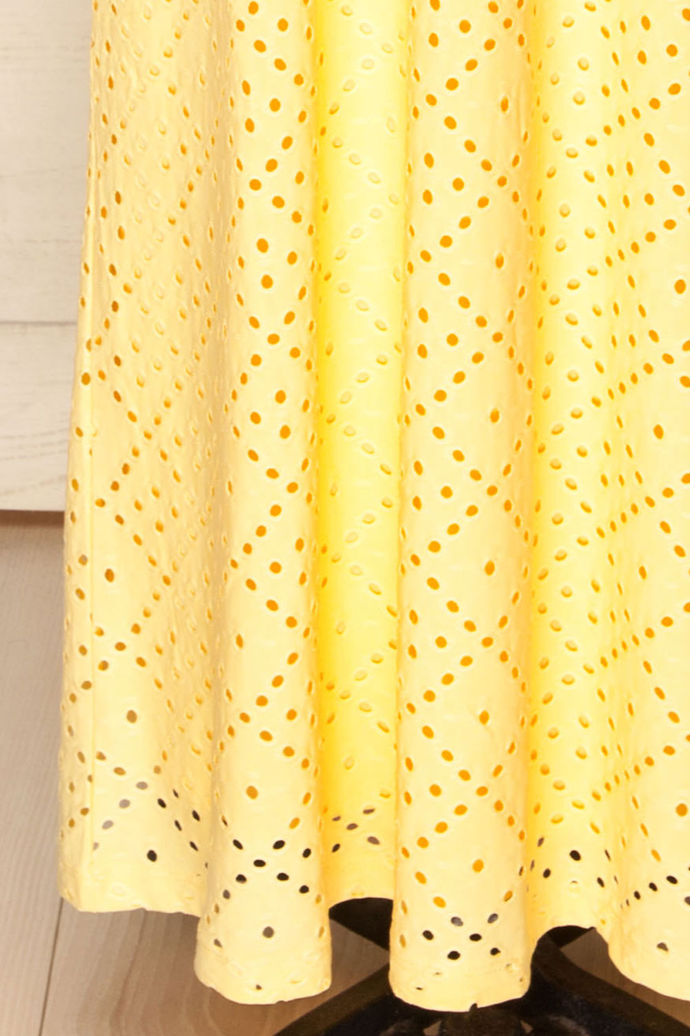 Miraflores Yellow | Straight Cut Maxi Dress w/ Openwork