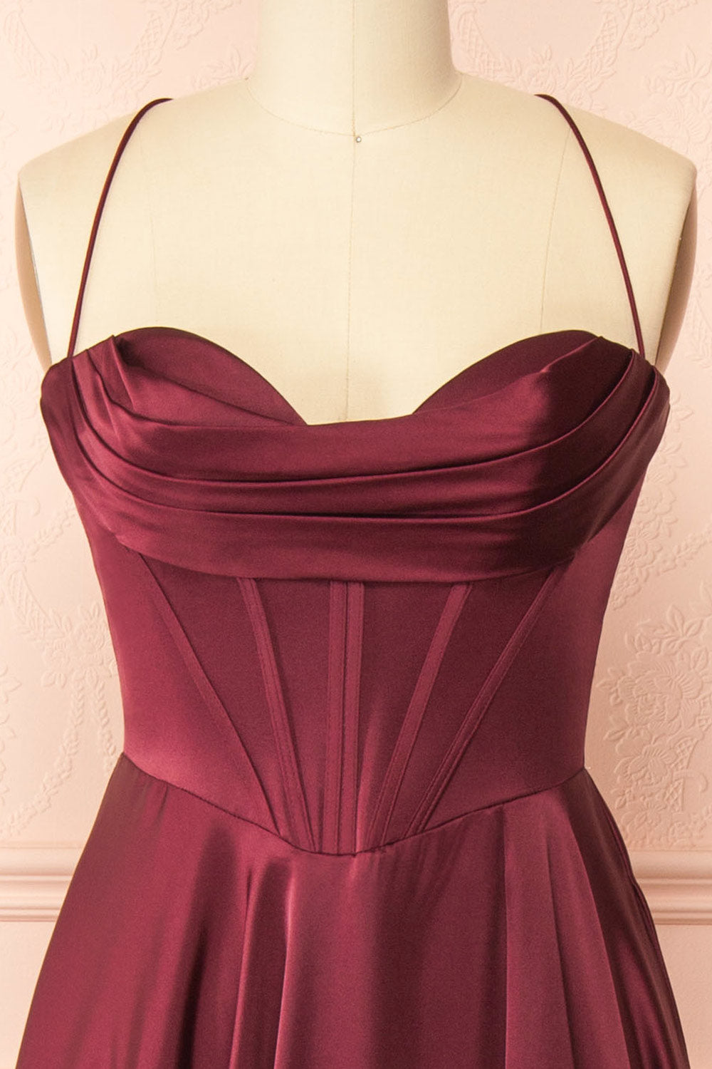 Misha Burgundy | Corset Cowl Neck Maxi Dress
