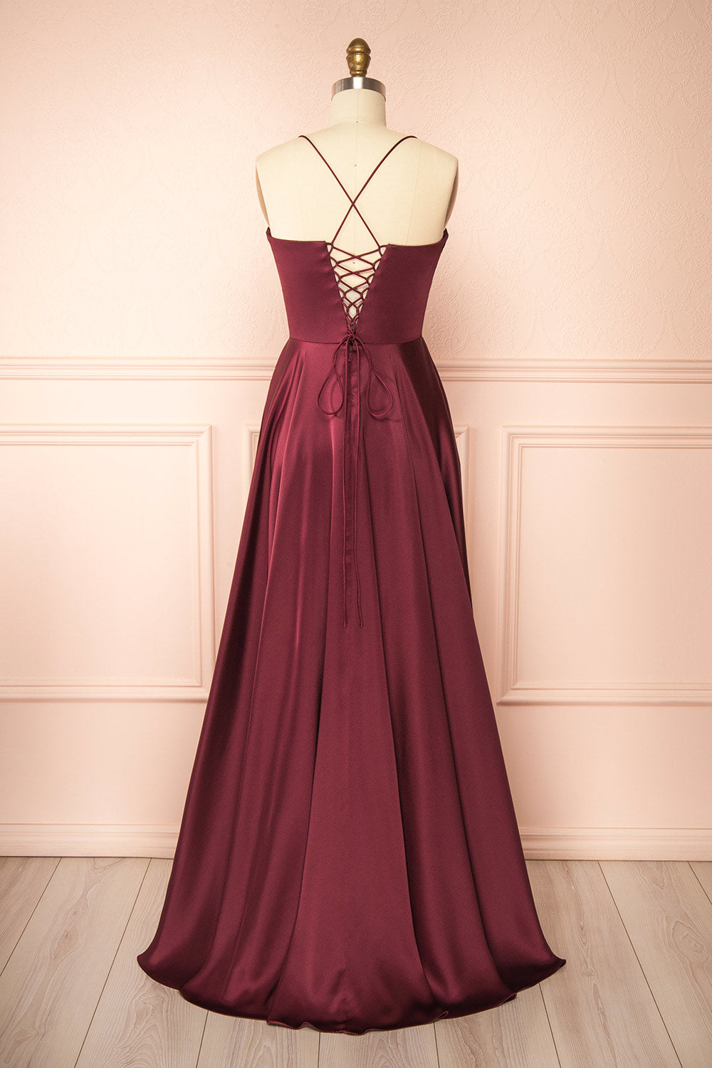 Misha Burgundy | Corset Cowl Neck Maxi Dress