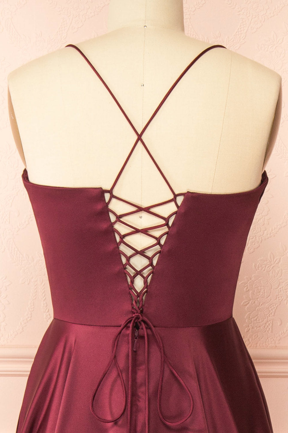 Misha Burgundy | Corset Cowl Neck Maxi Dress
