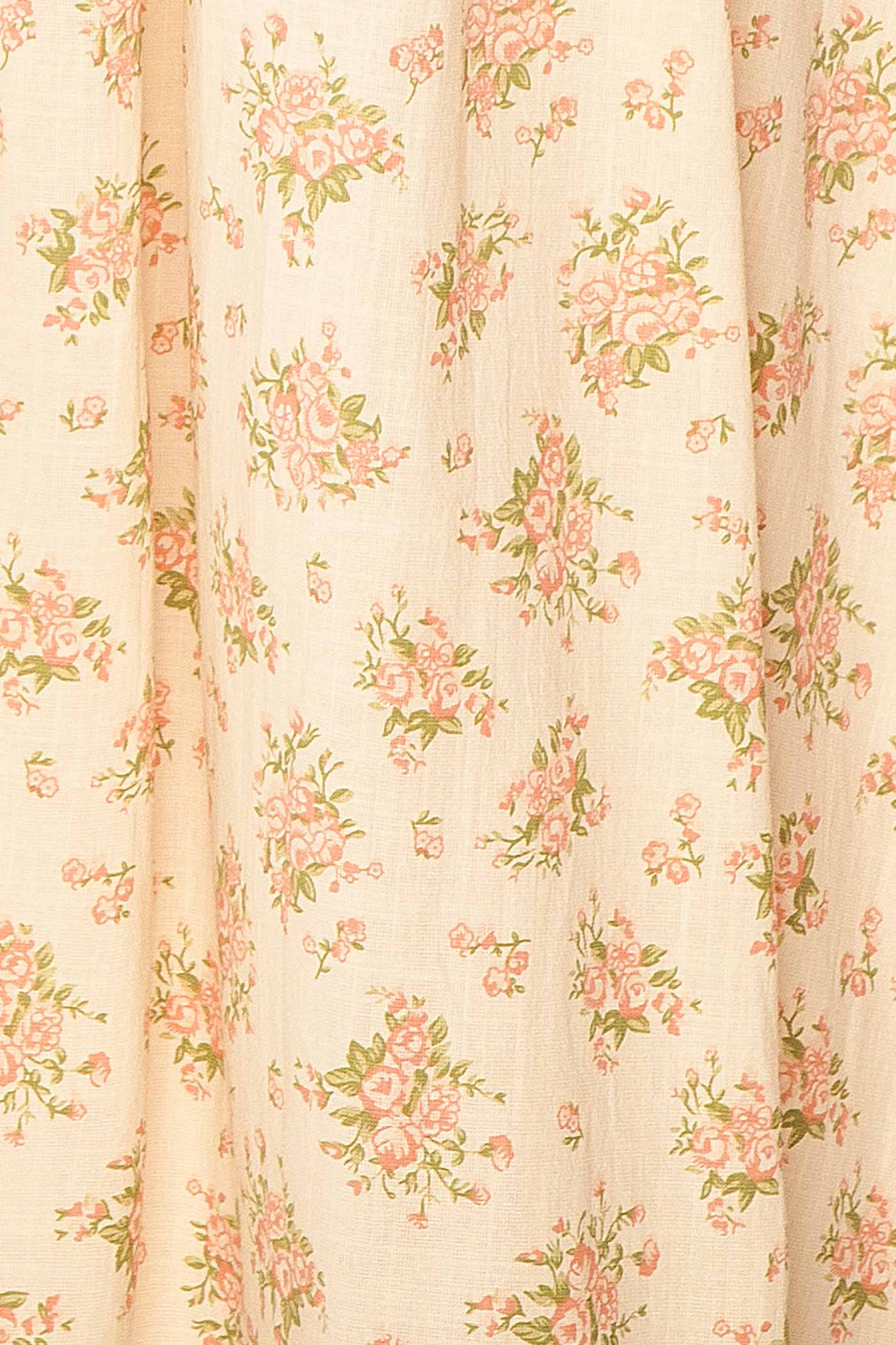Mitsar Pink | Long Floral Dress with Bow Ties