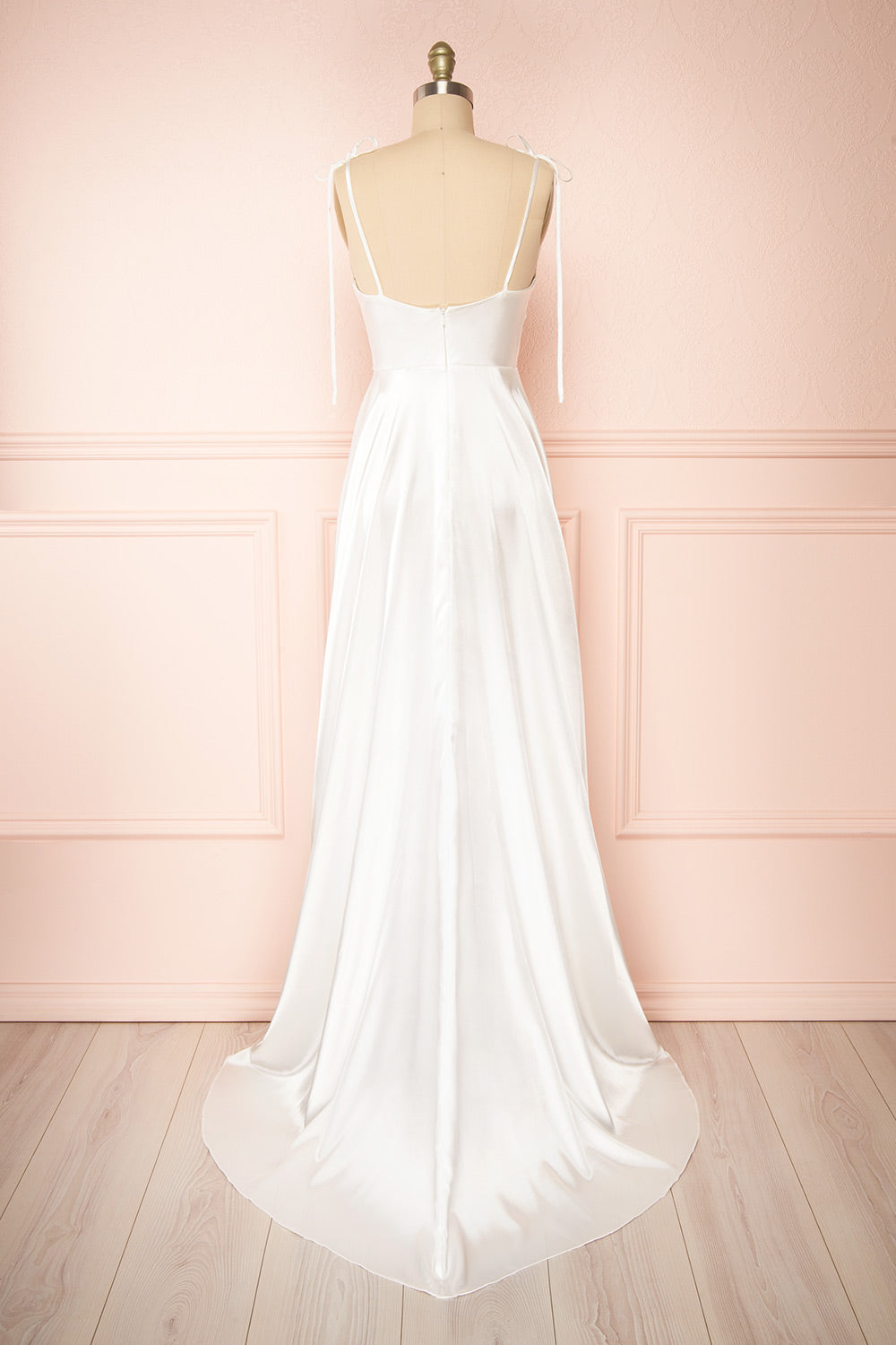 Moira Ivory | Bridal Cowl Neck Satin Gown with High Slit