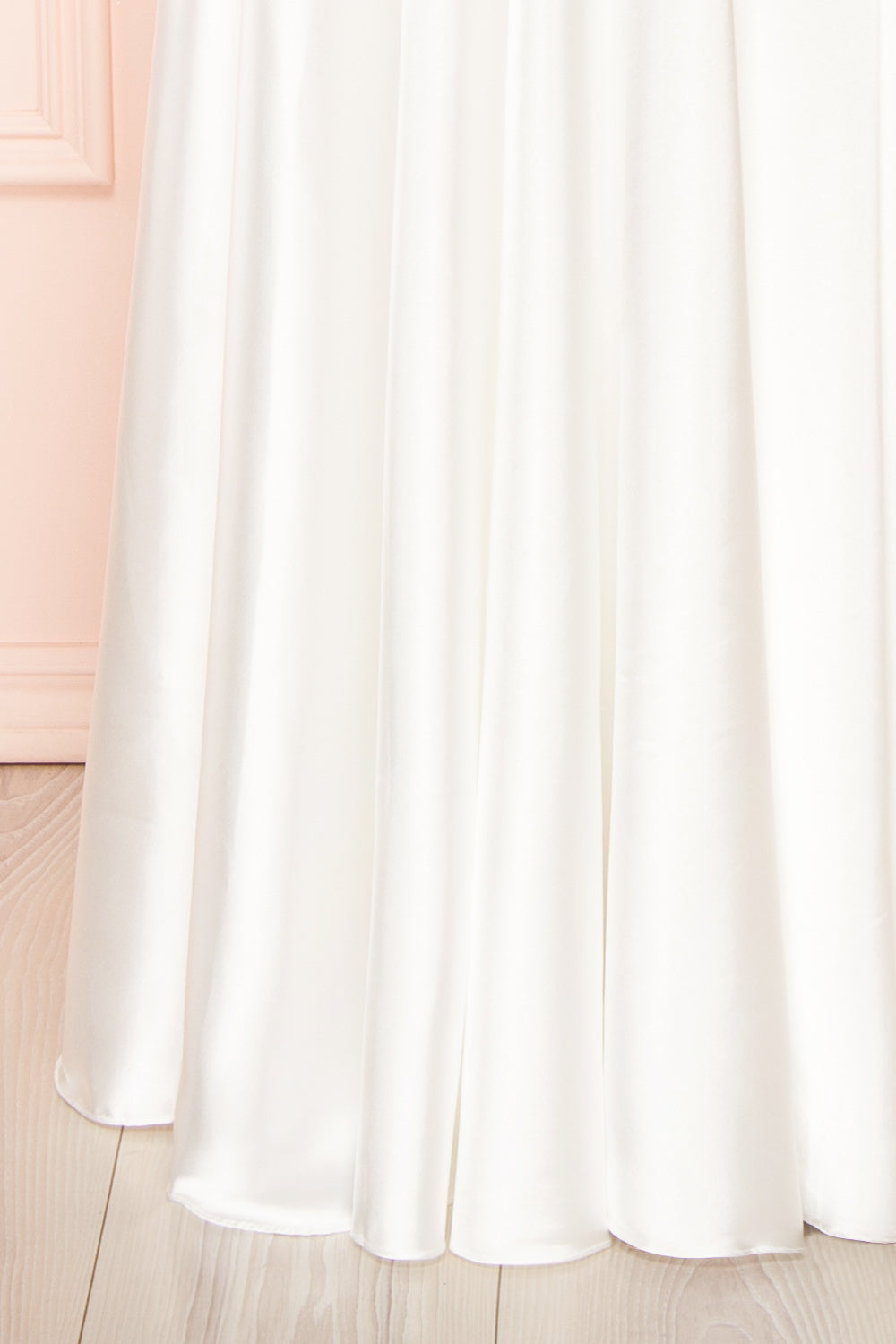 Moira Ivory | Bridal Cowl Neck Satin Gown with High Slit