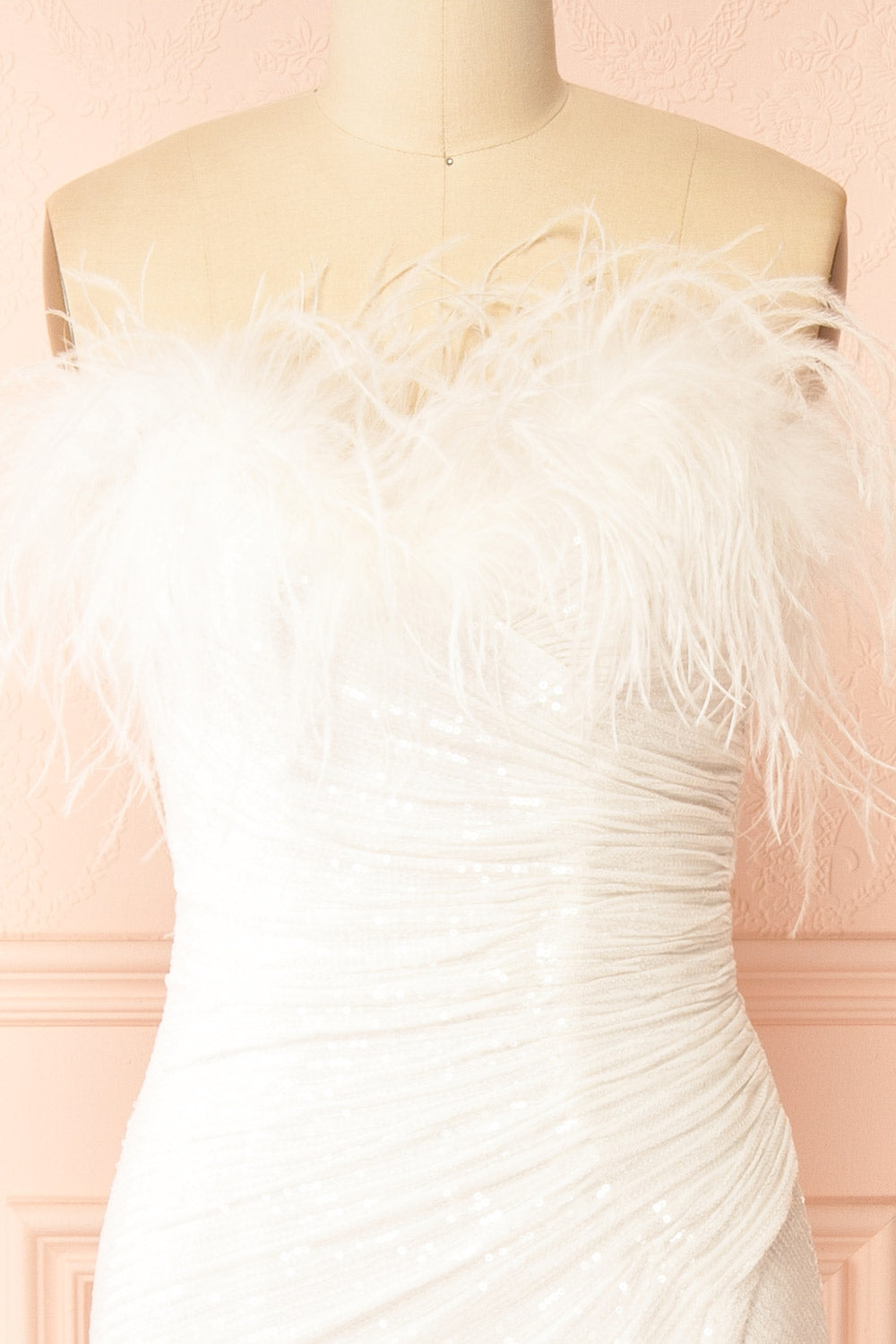 Monroe | White Strapless Sequin Maxi Dress with Slit
