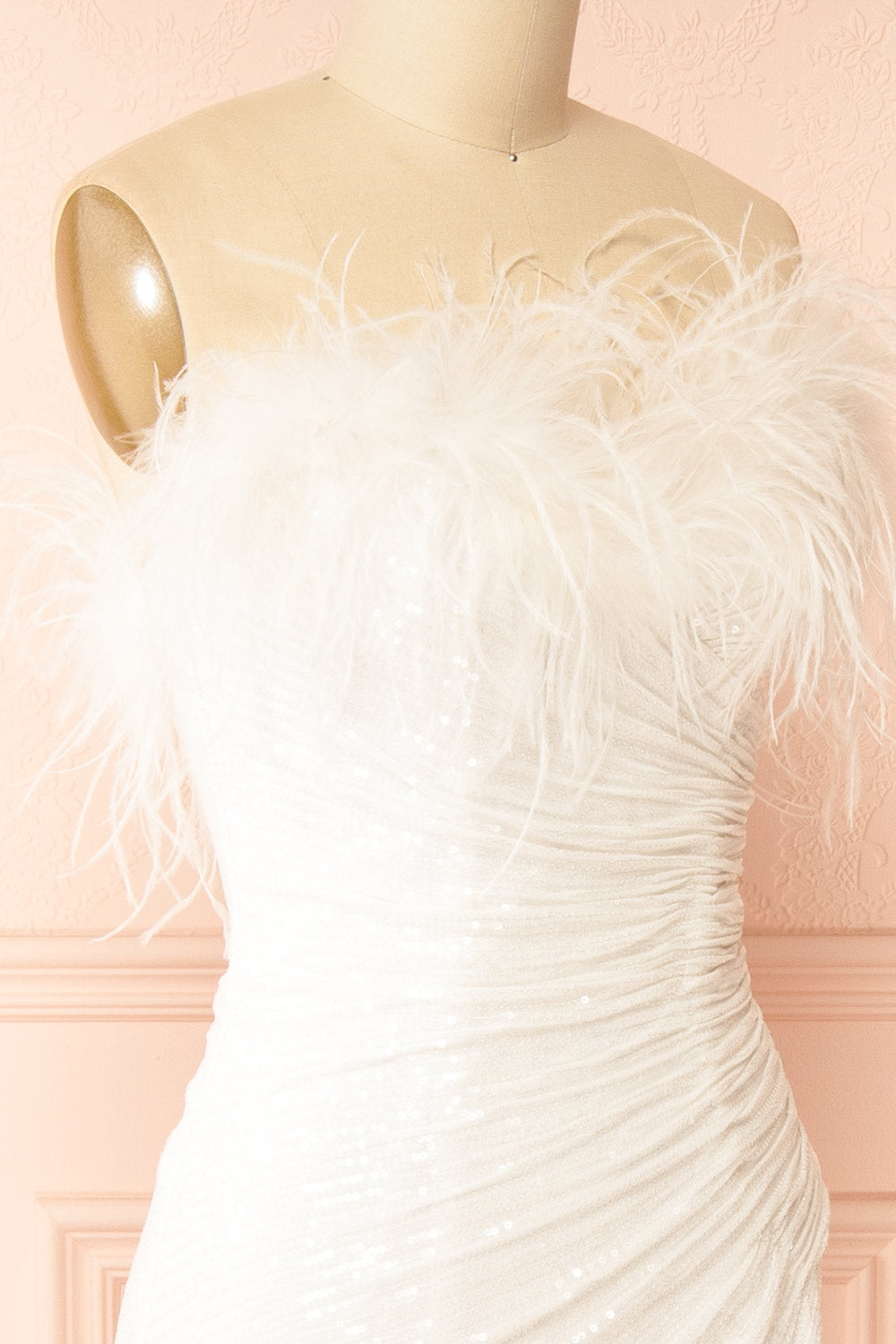 Monroe | White Strapless Sequin Maxi Dress with Slit