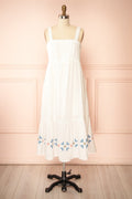 Morbi | White Midi Empire Waist Dress with Pockets