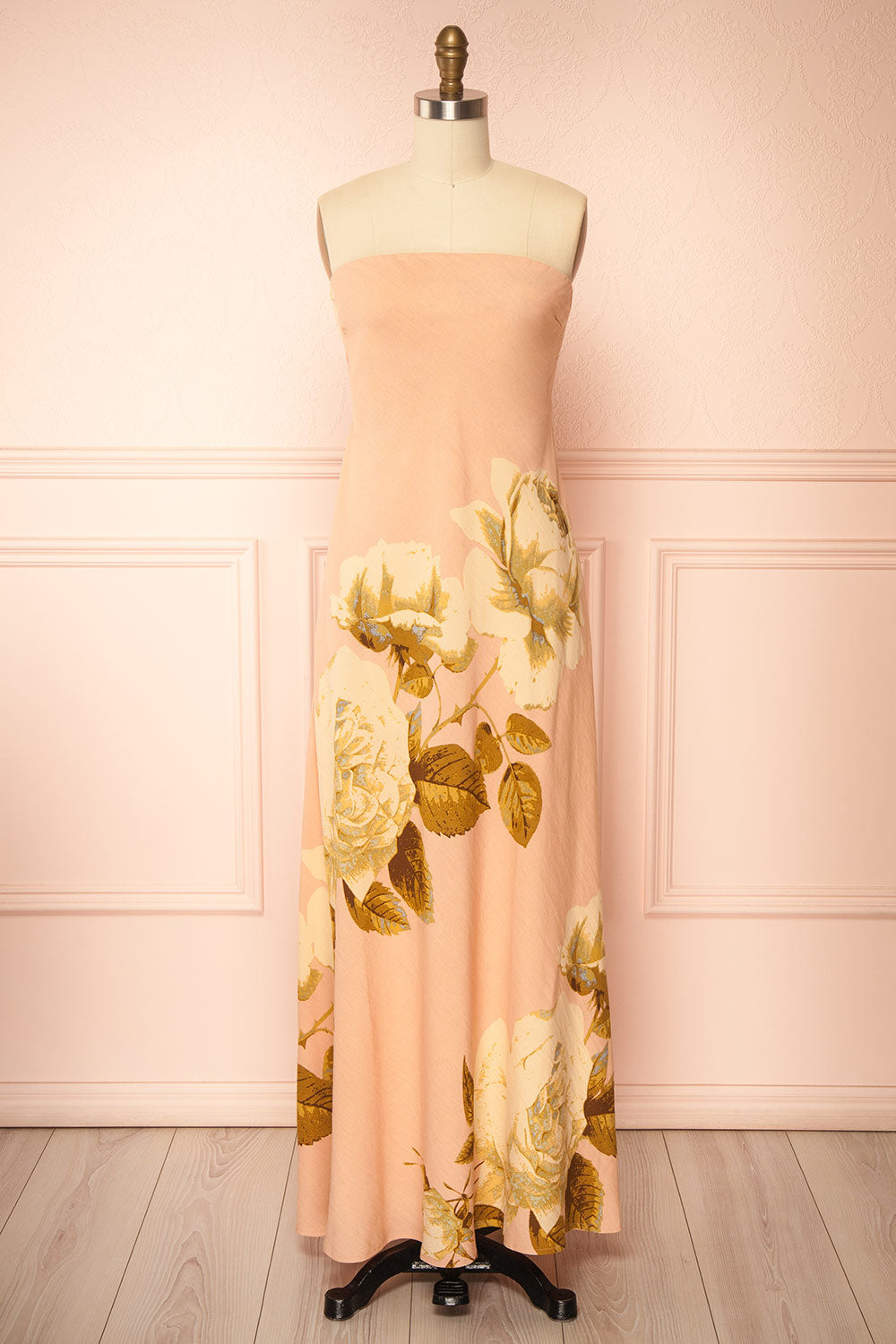 Moufida | Strapless Pink Maxi Dress with Pockets