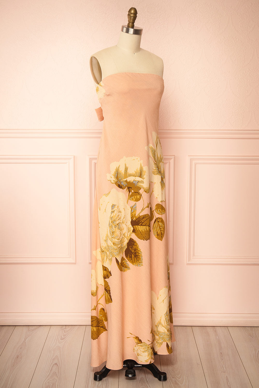 Moufida | Strapless Pink Maxi Dress with Pockets