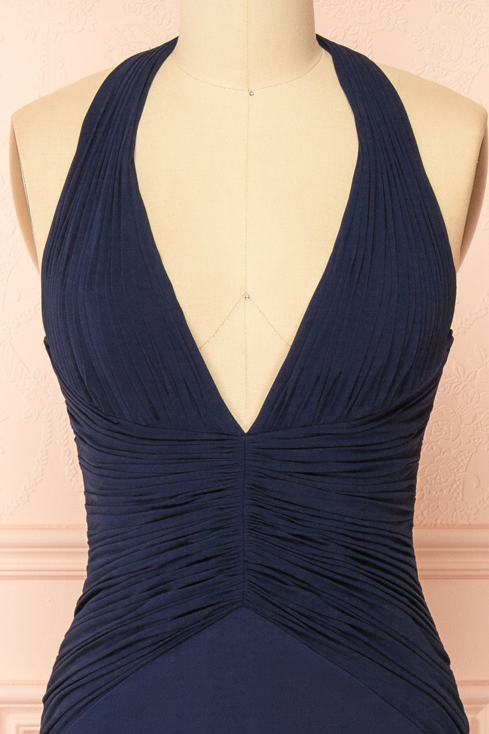 Myrna Navy | Mermaid Maxi Chiffon Dress with Halter Neck