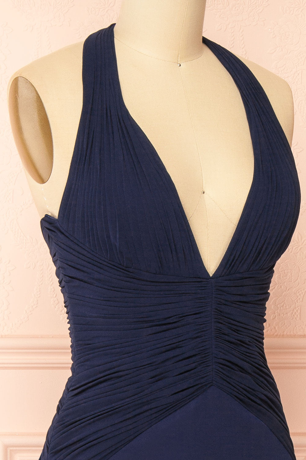 Myrna Navy | Mermaid Maxi Chiffon Dress with Halter Neck